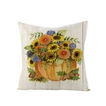 Thanksgiving pillow case with pumpkin, sunflowers, and acorns on white wood background - Vintage White Wood Grain Pumpkin Sunflower (JYM107-5)