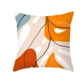 Modern abstract peach skin pillowcase with green plant and geometric prints - Orange Red Grey Blue Organic Shape (TPR317-5)