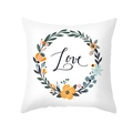 Peach skin pillowcase featuring colorful floral wreath and Love text on white base - Heart Wreath Love (TPR317-7)
