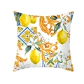 Nordischer Kissenbezug mit mediterranen Zitronen und barocken blauen Fliesenmustern - 45*45cm (Ohne Kissenfüllung) / Barock Schnörkel Zitronen Stil (TPR357-6)
