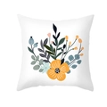 Peach skin cushion cover with orange flower and green leaf print for sofa - Orange Yellow Main Flower Art (TPR317-8)