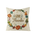 Thanksgiving pillow case with GIVE THANKS text and autumn pumpkin floral wreath print - GIVE Thanks Festive Wreath (JYM107-11)