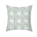 Floral print peach skin cushion cover in mint green with pink flower patterns - Mint Green Pastoral Floral (TPR317-12)