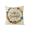 Be Grateful pumpkin flower wreath print on off-white polyester autumn pillow cover - BE Grateful Autumn Wreath (JYM107-12)