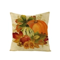 Thanksgiving pumpkin and harvest themed polyester pillow cover with autumn leaves print - Autumn Realistic Pumpkin Composition (JYM107-14)