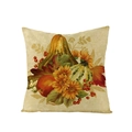 Thanksgiving pumpkin and sunflower print polyester pillow cover for autumn home decor - Yellow Green Pumpkin and Red Apple (JYM107-15)
