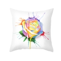 Modern peach skin pillowcase featuring a colorful watercolor rose print on white fabric - Dreamy Watercolor Ink Splatter Rose (TPR317-17)