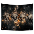 Dark punk skull and orange flame tapestry wall hanging for gothic home decor - Cgt046-5