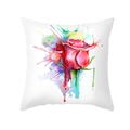 Peach skin pillowcase with vibrant watercolor rose print and colorful ink splashes - Art Ink Splatter Red Rose (TPR317-18)