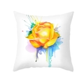 Artistic yellow rose floral peach skin pillowcase with colorful watercolor splash - Yellow Watercolor Art Rose (TPR317-19)