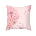 Pink watercolor floral pillow cover with black line flower print on peach skin fabric - Pink Background Black Line Floral (TPR317-20)