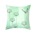 Peach skin pillowcase featuring green watercolor wash with black line flowers and butterfly - Gradient Green Butterfly Floral (TPR317-21)