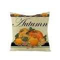 Square beige polyester pillow cover featuring autumn pumpkins and Autumn text print - Autumn Pumpkin and Vines (JYM107-24)