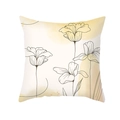 Square peach skin pillowcase featuring minimalist black floral art and yellow watercolor - Yellow Smudge Tulip Line Drawing (TPR317-22)