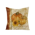 Harvest pumpkin and sunflower print pillow case in rustic autumn style polyester fabric - Farm Barn Pumpkin Sunflower (JYM107-26)