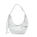 Chic white pleated PU leather hobo bag with a stylish knotted strap for women - Off White