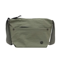 Bolso bandolera minimalista verde grisáceo de lona con logo M Fashion - Verde