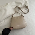 Vintage beige crossbody small square bag with Fashion & Bags logo on woven background - Khaki