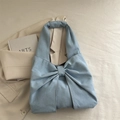 Hellblaue Jeans-Handtasche mit großer Schleife und Einzelgriff-Design für Damen - Hellblau