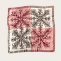 Elegant 90x90cm pink and beige square silk scarf with vintage leaf patterns - 90cmx90cm / Baroque - Pink