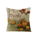 Polyester Thanksgiving pillow cover with Give Thanks pumpkin and autumn leaf print - GIVE thanks Pumpkin and Red Leaves (JYM107-29)