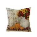 Thanksgiving pillow case with 'happy fall Y'ALL' text, pumpkins and flower print - happy fall Y'ALL Yellow Pumpkin (JYM107-30)