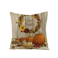 Thanksgiving pillow case with pumpkin design and Give Thanks text on wood background - Give thanks Pumpkin Flower Set (JYM107-32)
