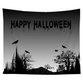 Halloween tapestry with Happy Halloween lettering and creepy tree silhouette design - Cgt046-15