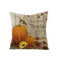 Autumn pumpkin decorative pillow cover with Grateful Blessed print on polyester fabric - GRATEFUL BLESSED Harvest Elements (JYM107-33)