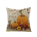 Square Thanksgiving pillow cover with pumpkin print and happy fall Y'ALL text - happy fall Y'ALL Berry Pumpkin (JYM107-34)