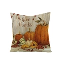 Give thanks Thanksgiving pillow cover with pumpkin print on textured fabric - Give thanks Art Font Pumpkin (JYM107-35)