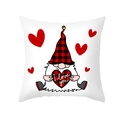 Cartoon gnome Valentine's Day pillowcase with I Love You heart on white peach skin fabric - Gnome with Red and Black Plaid Hat Style (TPR360-2)