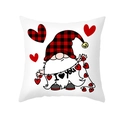 Valentine's Day pillow case featuring a buffalo plaid gnome with I Love You lettering - Gnome Holding Heart Banner Style (TPR360-3)