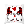 Valentine's Day red plaid gnome pillowcase featuring red hearts on white peach skin fabric - Gnome Combination Decorative Style (TPR360-4)
