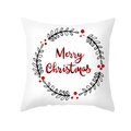 Weiße Weihnachtskissenhülle mit rot-schwarz kariertem Merry Christmas-Kranz-Motiv - Kranz Und Frohe Weihnachten (TPR303-1) / 45x45CM (Ohne Kern)