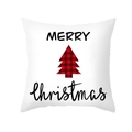 Weißer Weihnachts-Kissenbezug mit rot-schwarz kariertem Baum und Merry Christmas Aufdruck - Kariert Weihnachtsbaum (TPR303-2) / 45x45CM (Ohne Kern)