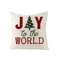 Federa natalizia con scritta JOY TO THE WORLD rossa e icona albero verde - Stile Gioia al Mondo Albero (YMD201-4)
