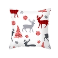 Christmas pillowcase with red plaid reindeer, grey trees and snowflakes on white background - Plaid Reindeer And Christmas Tree Mix (TPR303-7) / 45x45CM (No Core)