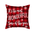 Christmas Buffalo plaid pillow cover with white festive text and snowflakes - Red Black Buffalo Plaid Wonderful Time (TPR303-8) / 45x45CM (No Core)