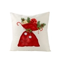 Fodera per cuscino natalizio beige in poliestere con stampa sacco di Babbo Natale - 45*45cm (Inserto non incluso) / Sacchetto Regalo (JYM109-8)