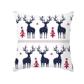 Christmas pillowcase featuring blue reindeer silhouettes and red festive trees - Nordic Style Blue Reindeer (TPR303-9) / 45x45CM (No Core)