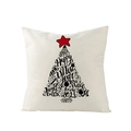 Dettaglio trama federa natalizia in lino con albero tipografico nero e stella rossa - 45*45cm (Inserto non incluso) / Albero Tipografico (JYM109-10)