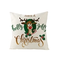 Federa natalizia in lino con motivo a renna e scritte festive jolly di capodanno - 45*45cm (Inserto non incluso) / Renna Felice (JYM109-17)