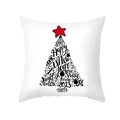 Square Christmas pillowcase with black typography Christmas tree and red star on white - Text Shaped Christmas Tree (TPR303-15) / 45x45CM (No Core)