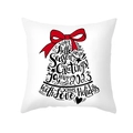 White Christmas pillow case with red bow bell design and festive holiday typography - Text Shaped Christmas Bell (TPR303-16) / 45x45CM (No Core)