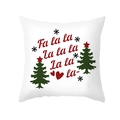 Square Christmas pillow case featuring green trees and red Fa la la text on white background - Carol Text Fa la la (TPR303-17) / 45x45CM (No Core)