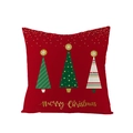 Federa natalizia rossa con scritta dorata Merry Christmas e stampe di alberi festivi - 45*45cm (Inserto non incluso) / Tre Alberi Rossi (JYM109-21)