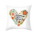 White Christmas pillowcase featuring a heart floral wreath and Happy New Year text - Wreath Happy New Year (TPR303-21) / 45x45CM (No Core)
