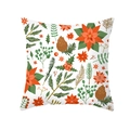 Christmas pillow cover with poinsettia and pinecone patterns on a white background - Poinsettia And Pine Cone (TPR303-23) / 45x45CM (No Core)