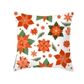Square Christmas pillow case featuring poinsettia flowers and green pine needles - Red Floral Print (TPR303-24) / 45x45CM (No Core)